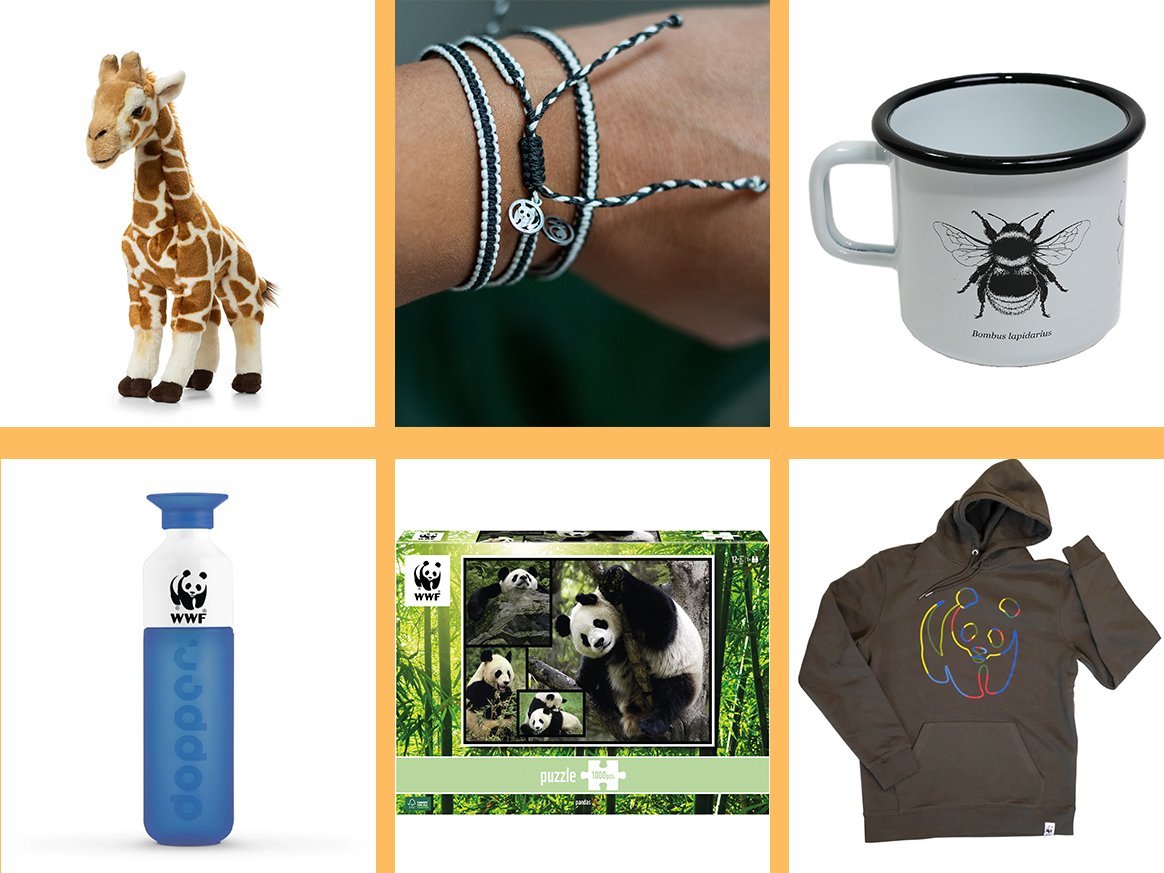 Collage von Produkten aus dem WWF Shop © WWF