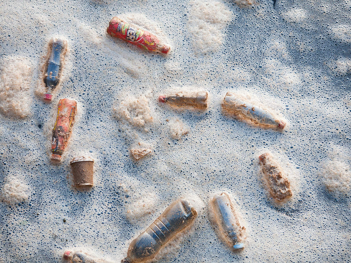 Angespülte Plastikflaschen © Global Warming Images / WWF