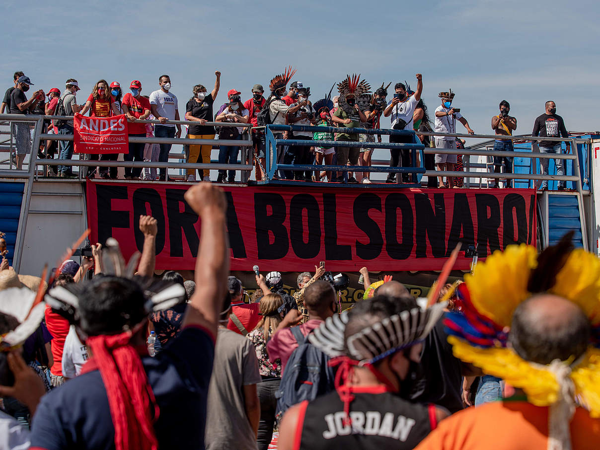 Indigenen protestieren in Brasilia © Jacqueline Lisboa / WWF-Brazil