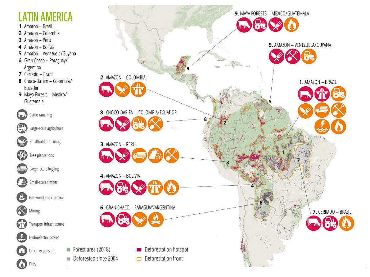 Entwaldungsfronten in Südamerika © WWF