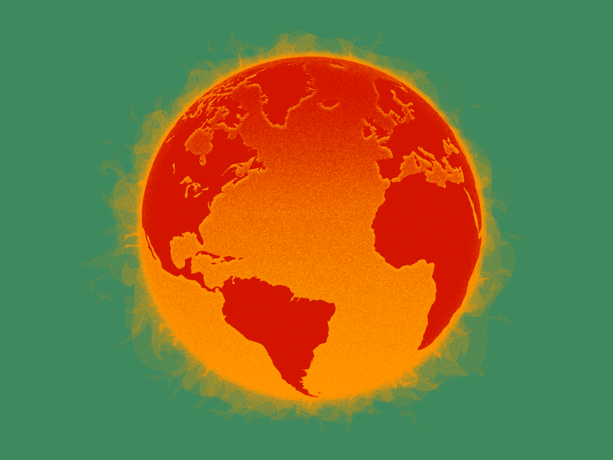 Keyvisual zum Klimastreik am 15. September 2023: Erdball in orange-rot vor grünem Grund. ©WWF Deutschland