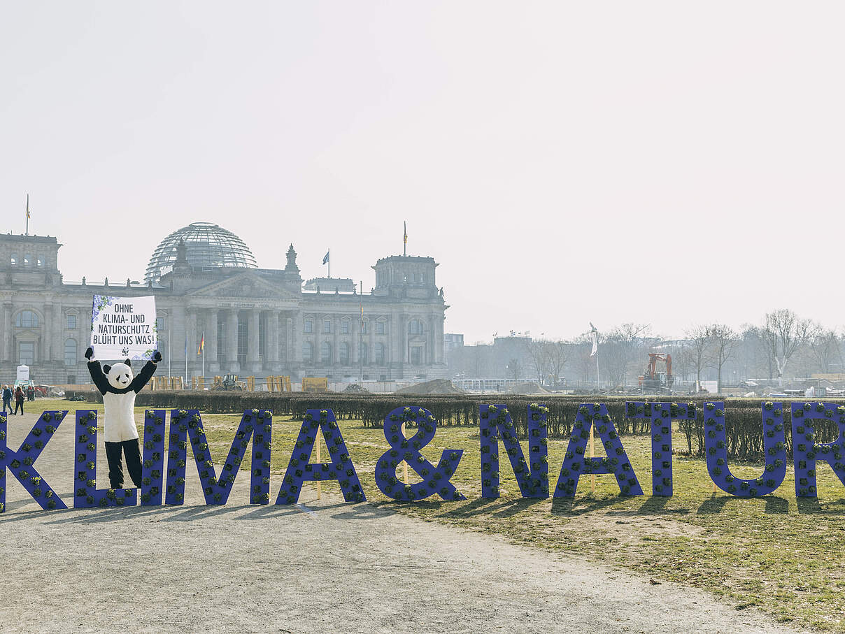 Aktion Bundestag: Vergesst Klima- und Naturschutz nicht © Marlene Gawrisch / WWF
