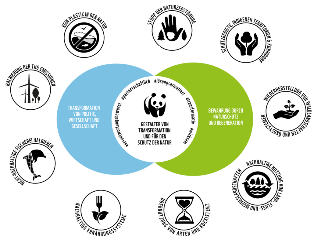 Die neun Handlungsfelder des WWF Deutschland