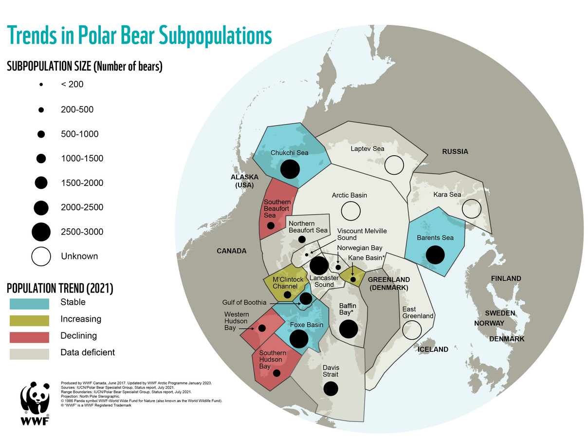 Verbreitungskarte Eisbären © WWF Kanada