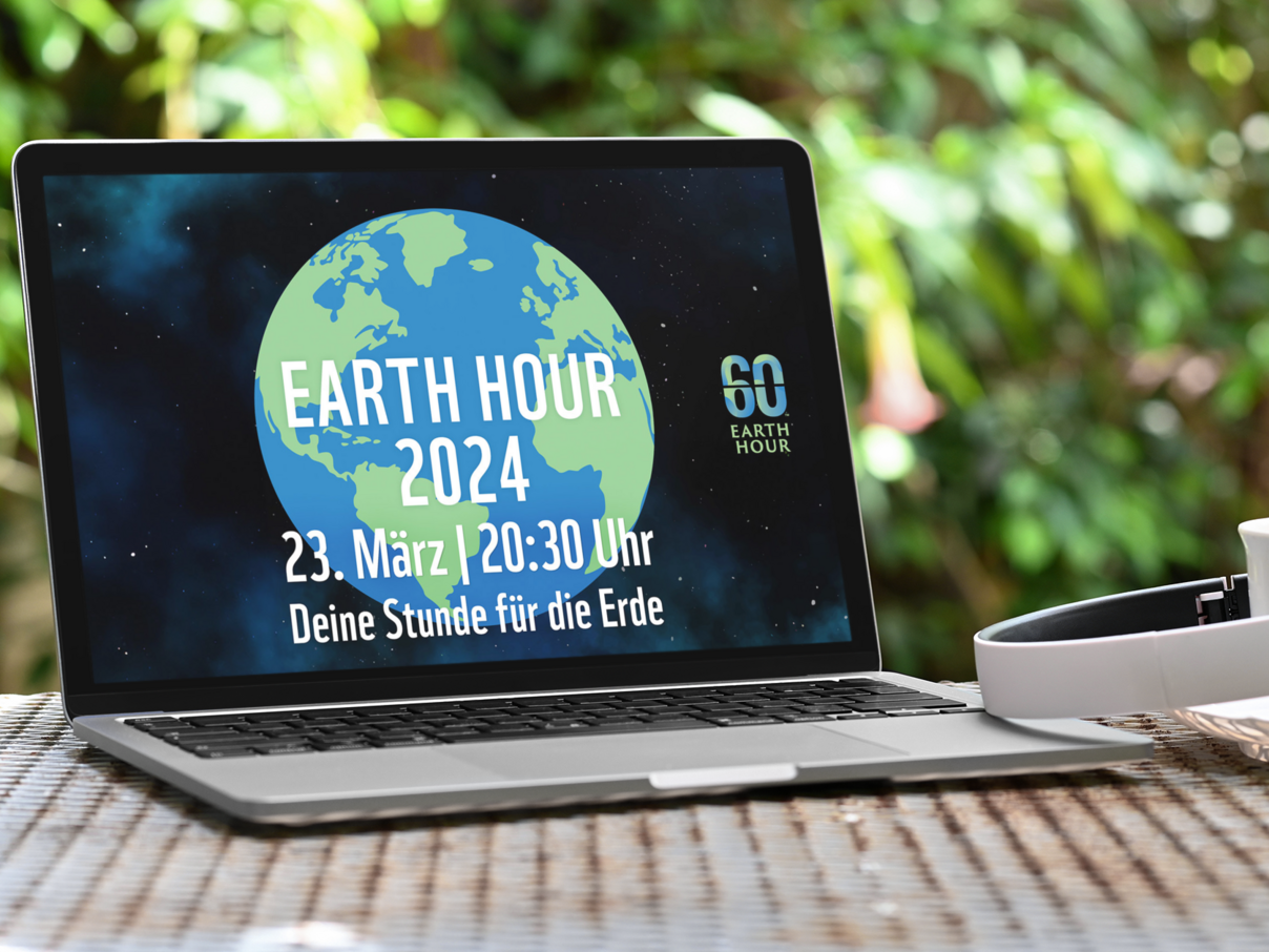 Macbook mit Earth Hour Grafik