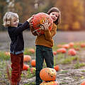 Kinder mit Kürbissen