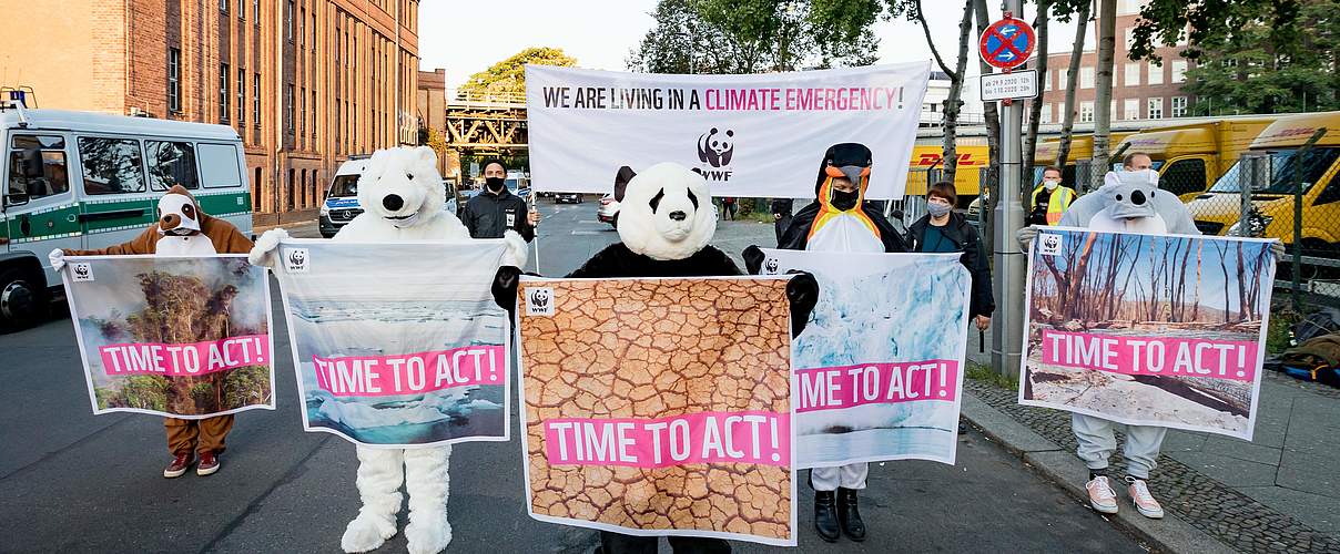WWF-Protestaktion vor dem Treffen der EU-Umweltminister am 30.09.2020 in Berlin © Joerg Farys