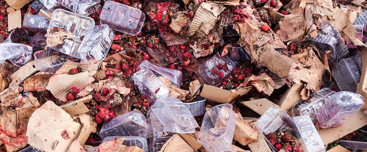 Erdbeeren und Verpackungsmüll © rootstocks / iStock / Getty Images Plus