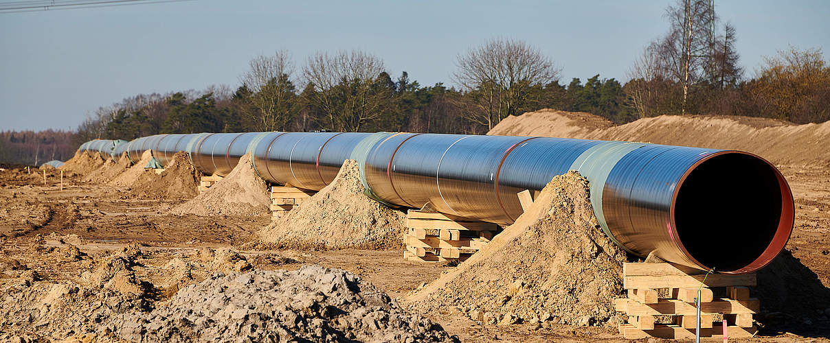 Baustelle der europäischen Erdgas-Pipeline EUGAL in der Nähe von Wrangelsburg. Diese beginnt in Lubmin an der Landestelle der Nord Stream 1 und 2 Pipeline. © Stefan Dinse / Getty Images