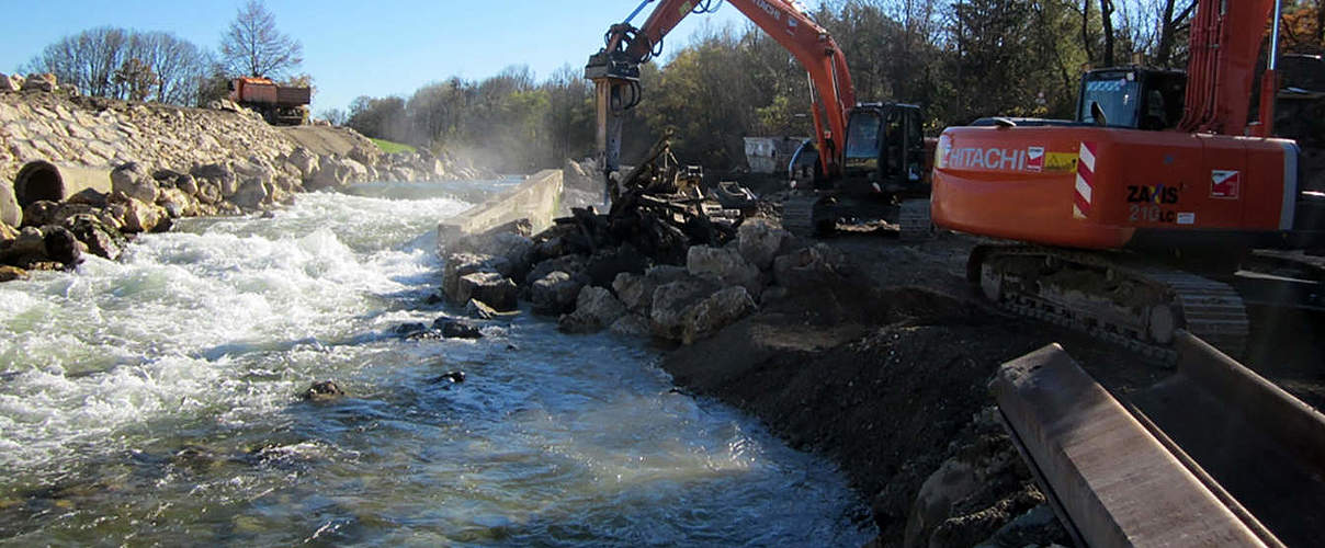 Abriss Grundwehr Ammer © Wasserwirtschaftsamt