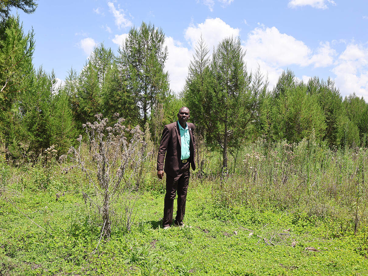 Ein Mann steht im Chepalungu Wald, inmitten der herrlichen Natur.