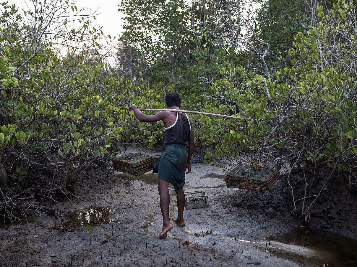 Krabbenfischer beim Ausbringen seiner Fallen © Minzayar Oo / WWF Krabbenfischer beim Ausbringen seiner Fallen © Minzayar Oo / WWF