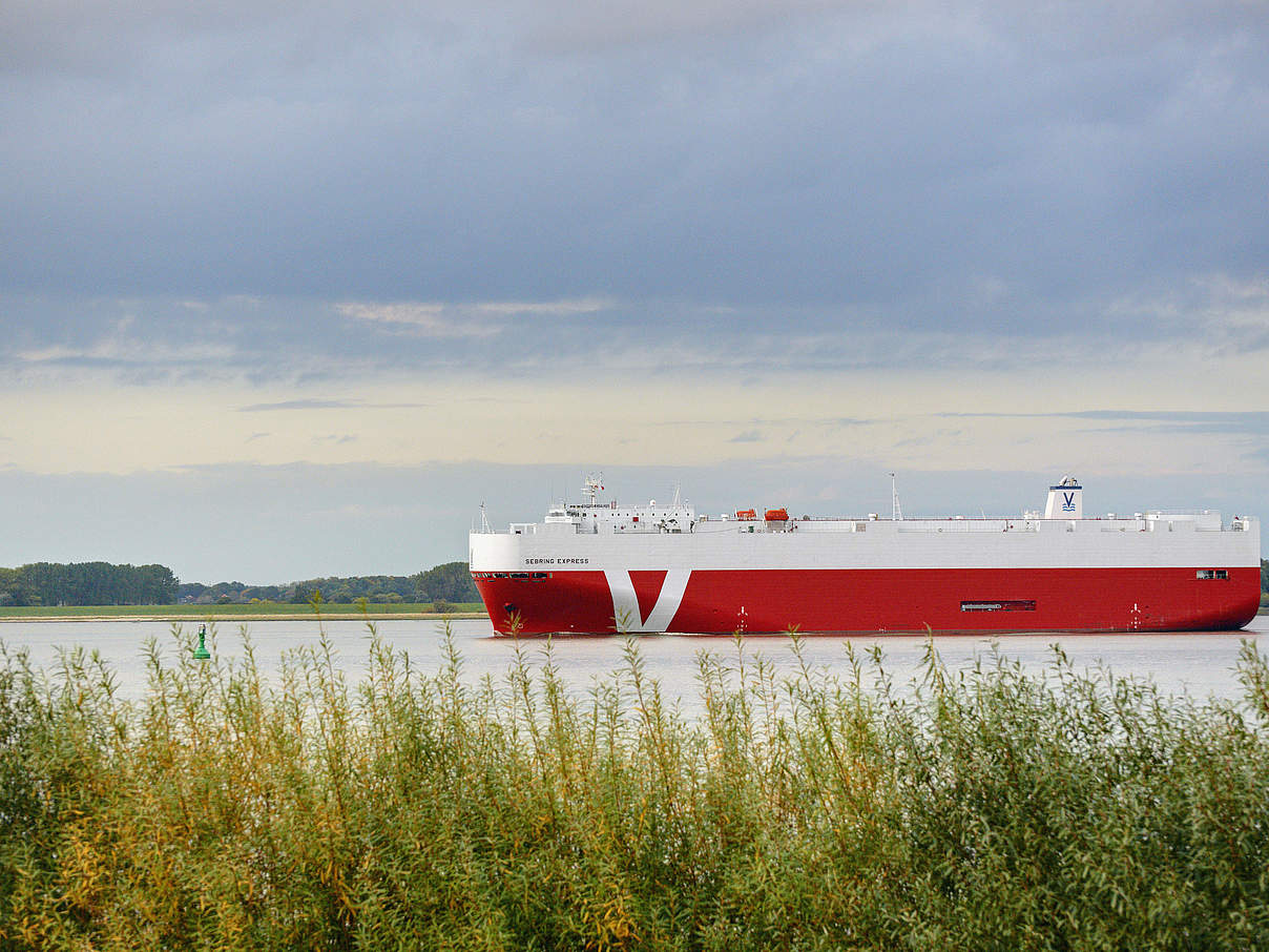 Containerschiff an der Unterelbe © Sabine Vielmo 