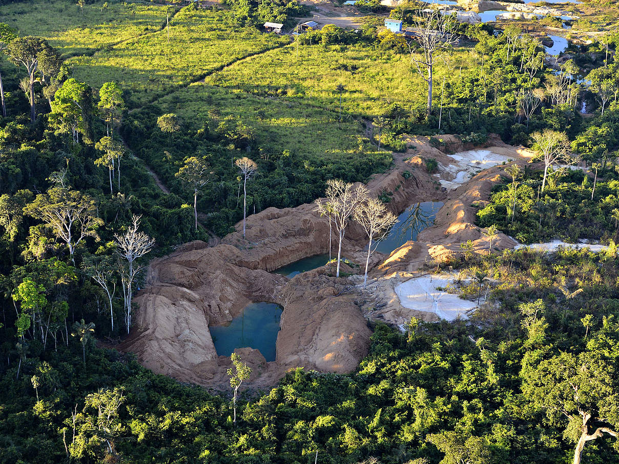 Eine illegale Goldmine im Juruena Nationalpark © WWF-Brazil / Adriano Gambarini