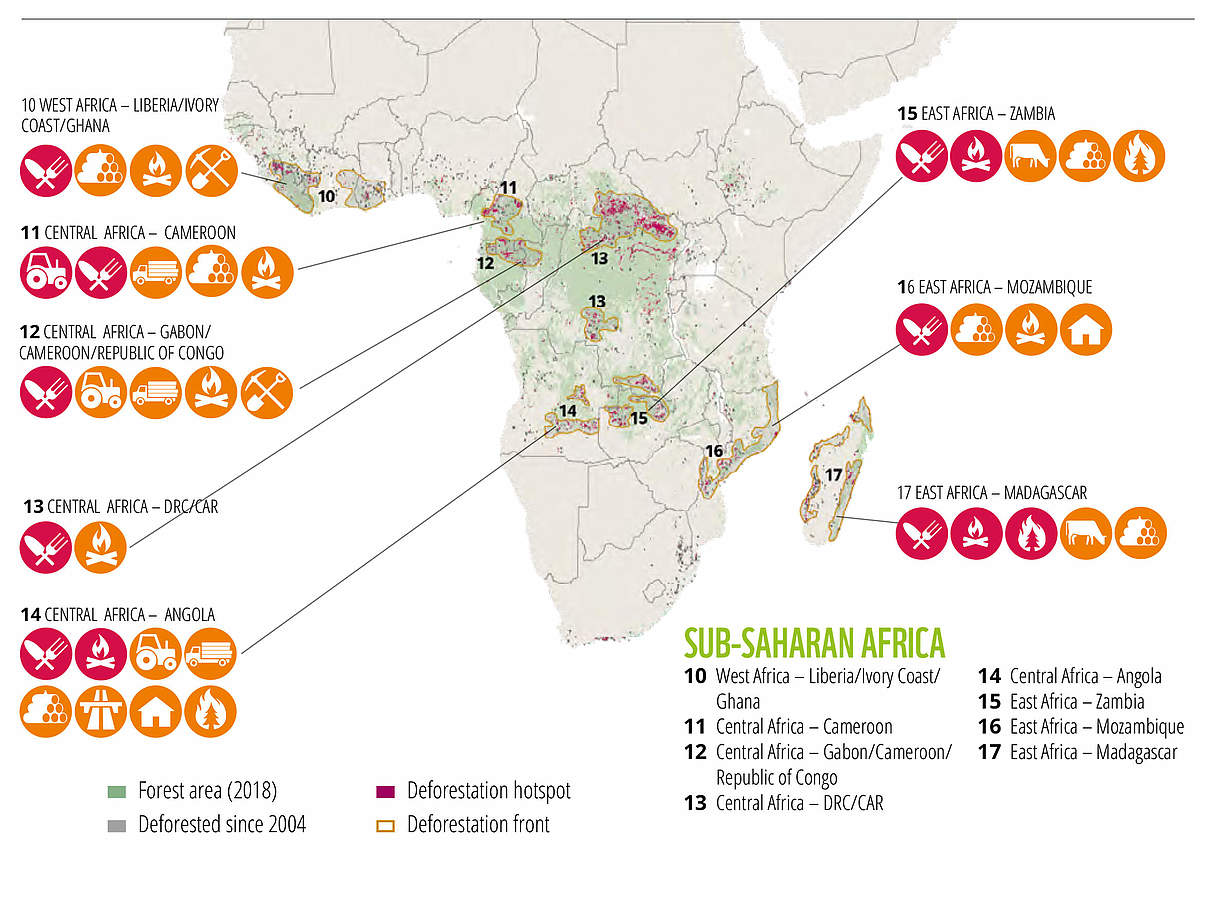 Entwaldungsfronten in Afrika © WWF