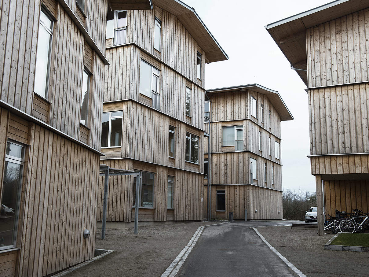 Drei- und vierstöckige Holzhäuser aus Holz in Lisbjerg, Ostjütland, Dänemark. © IMAGO / Ritzau Scanpix