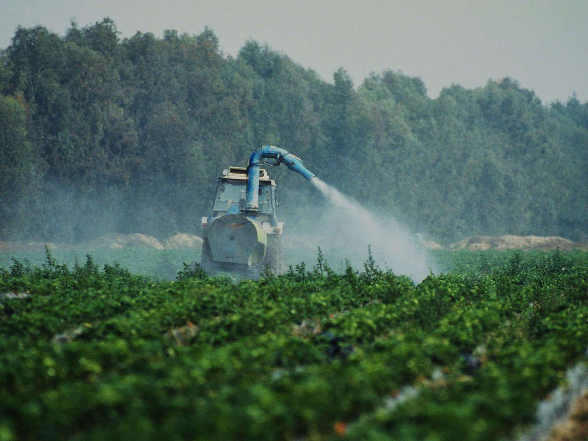 Feld wird mit Pestiziden besprüht © Michel Gunther / WWF