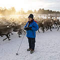 Åhkka Omma beim jährlichen Rentiertreiben © Maren Krings