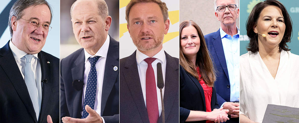 Die Spitzenkandidat:innen zur Bundestagswahl 2021 im Wahlcheck. © Imago Images / WWF