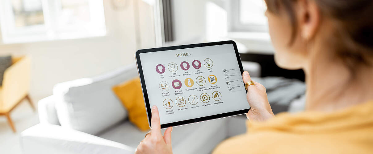 Controlling smart home devices using a digital tablet