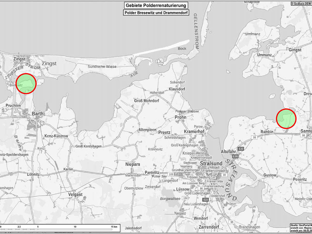 Polderstandorte in Drammendorf und Bresewitz © GeoPortal.MV