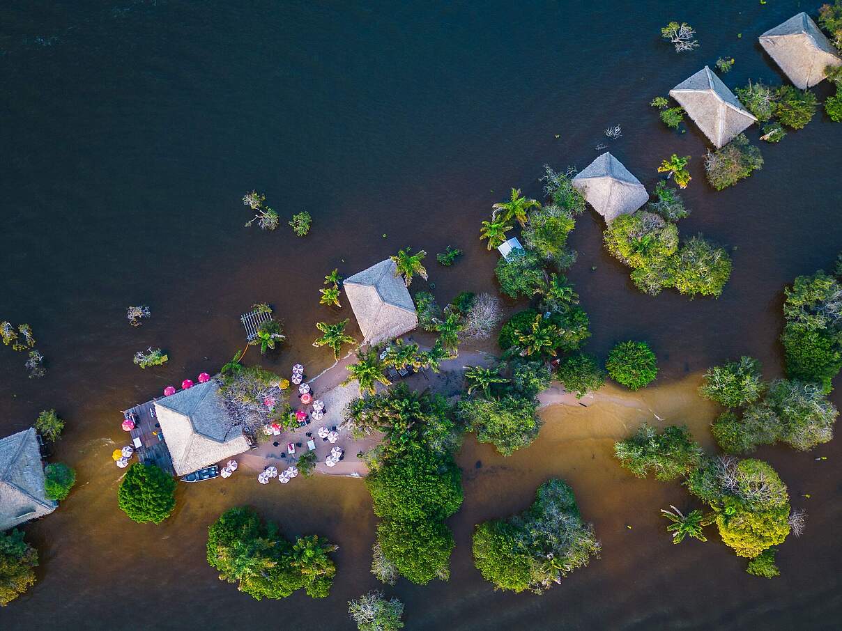 aerial top down of alter do Chao Isla do Amor Island of Love a narrow strip of paradise in Rio Tapajos para state Brazil