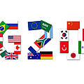 Flaggen der teilnehmenden Länder des G20-Gipfels © Aviator70 / iStock / Getty Images Plus