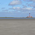 Leuchtturm von Westerhever im Wattenmeer 