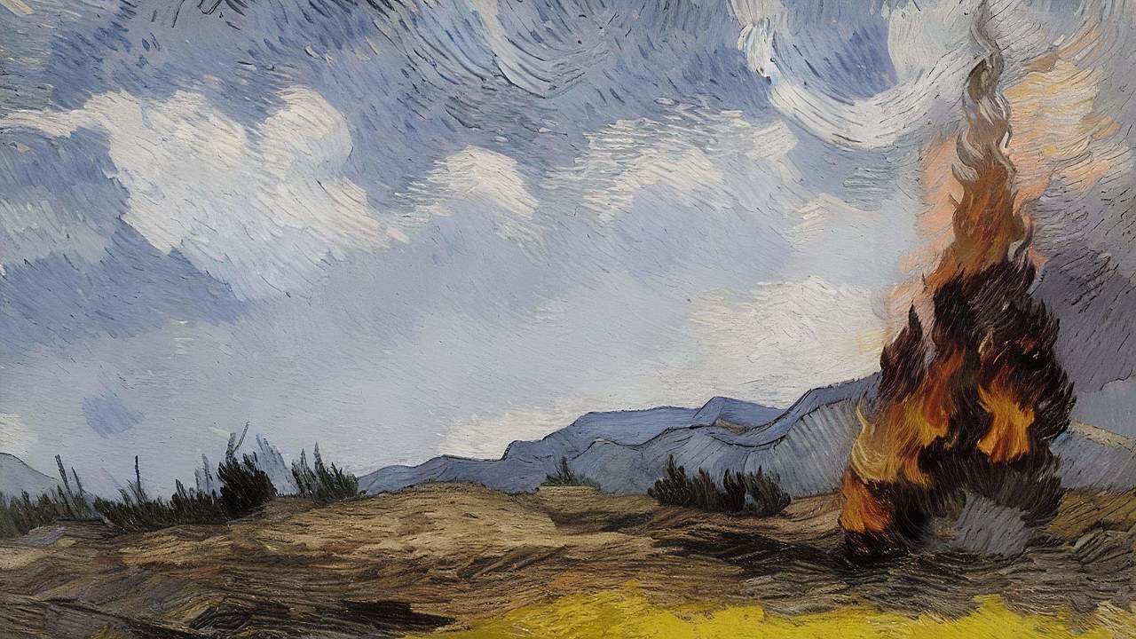 Climate Realism / Van Gogh / Weizenfeld 2100 mittlere Emissionsbegrenzung © WWF