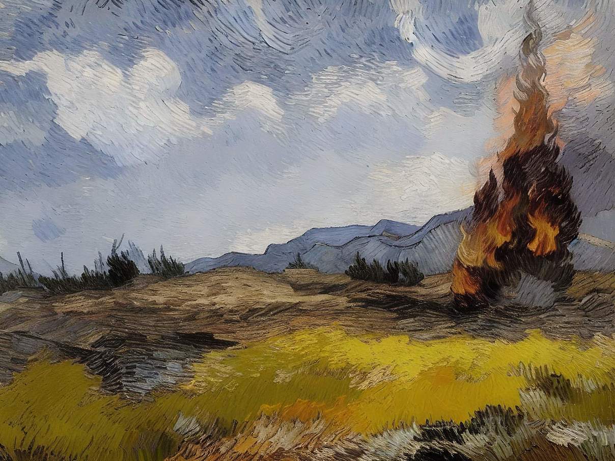 Climate Realism / Van Gogh / Weizenfeld 2100 mittlere Emissionsbegrenzung © WWF