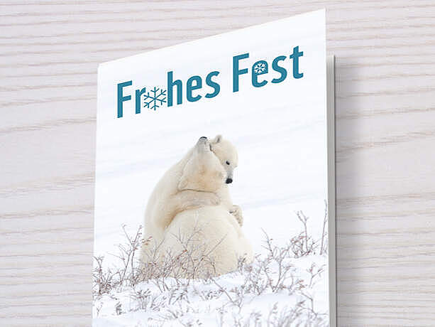 Klappkarte mit Eisbär-Motiv als Geschenkurkunde zum Weihnachtsfest