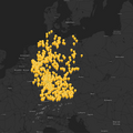An der Earth Hour teilnehmende Städte und Gemeinden in Deutschland © Openstreetmap