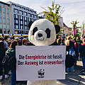 Klimastreik 2022: Panda mit Schild © Markus Winkler / WWF