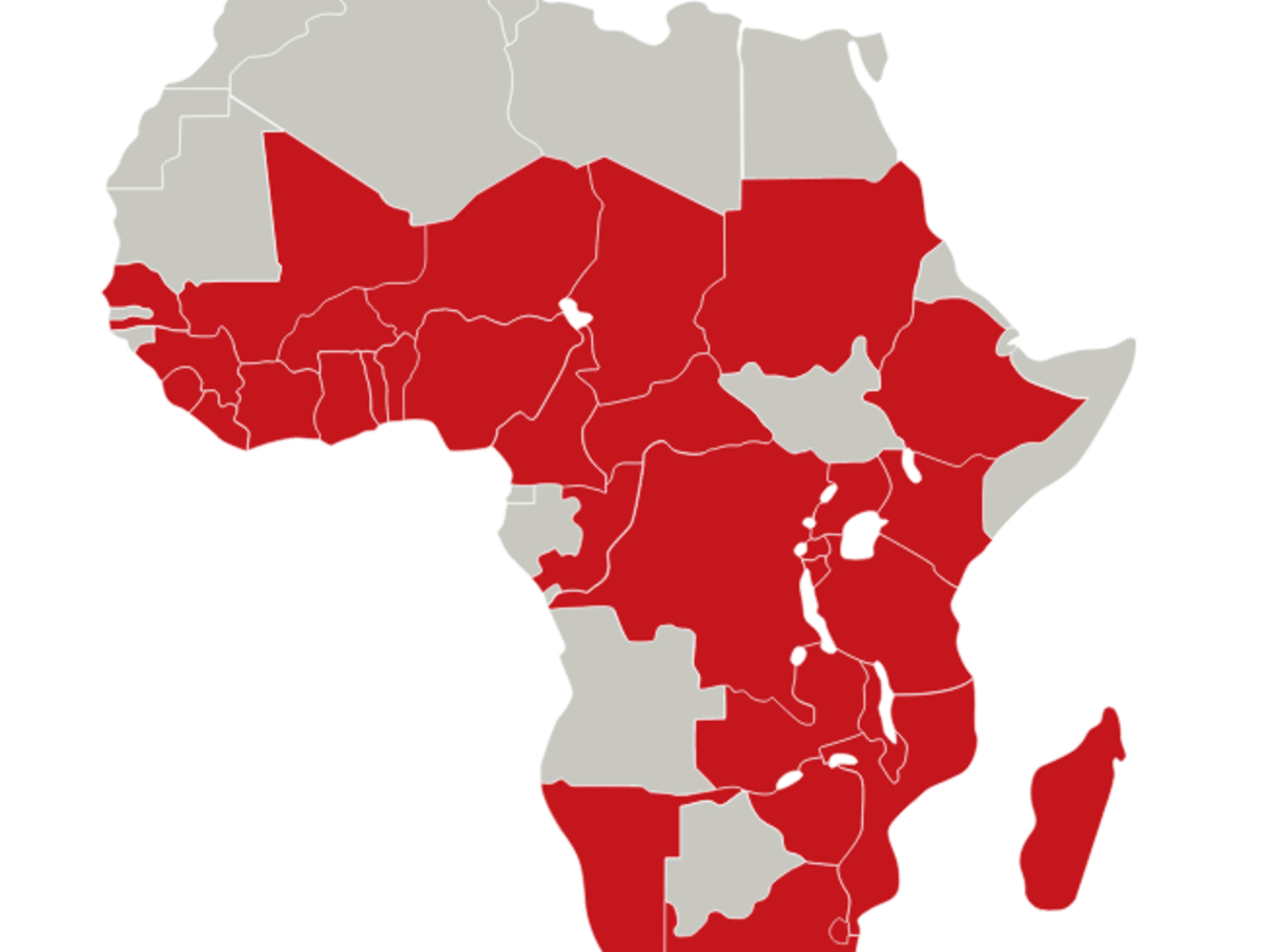 Karte der teilnehmenden Länder an der AFR100 Initiative. © AFR100