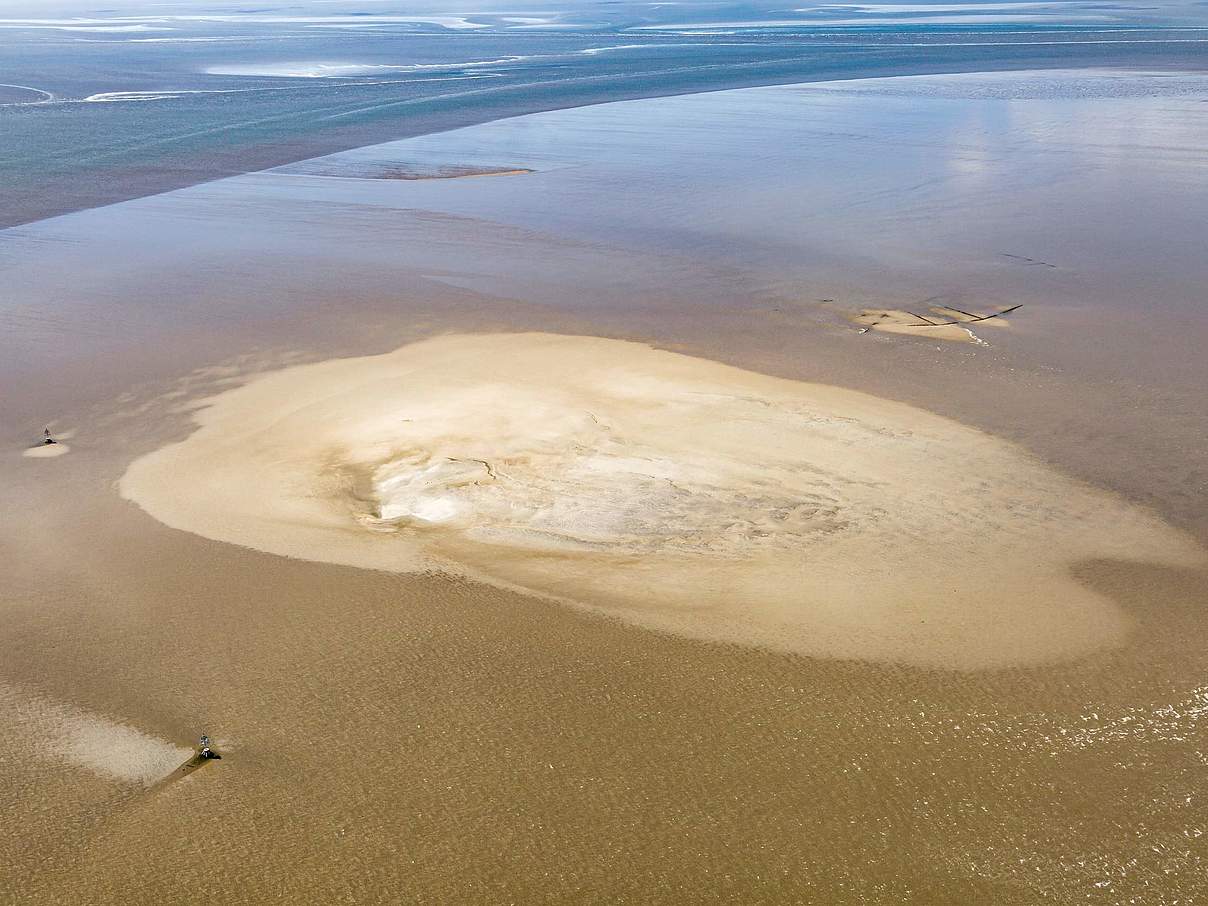 Sandbank im dänischen Wattenmeer im Bereich der verschwundenen Hallig Jordsand © Martin Stock