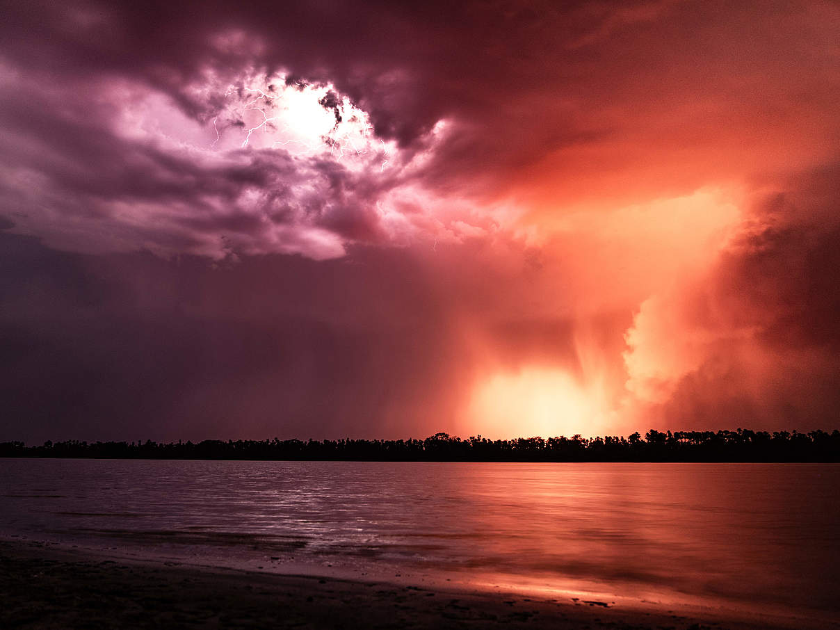 Waldbrand und Gewitter im Pantanal © WWF-Paraguay / Henry Maillet and Jeff Wong