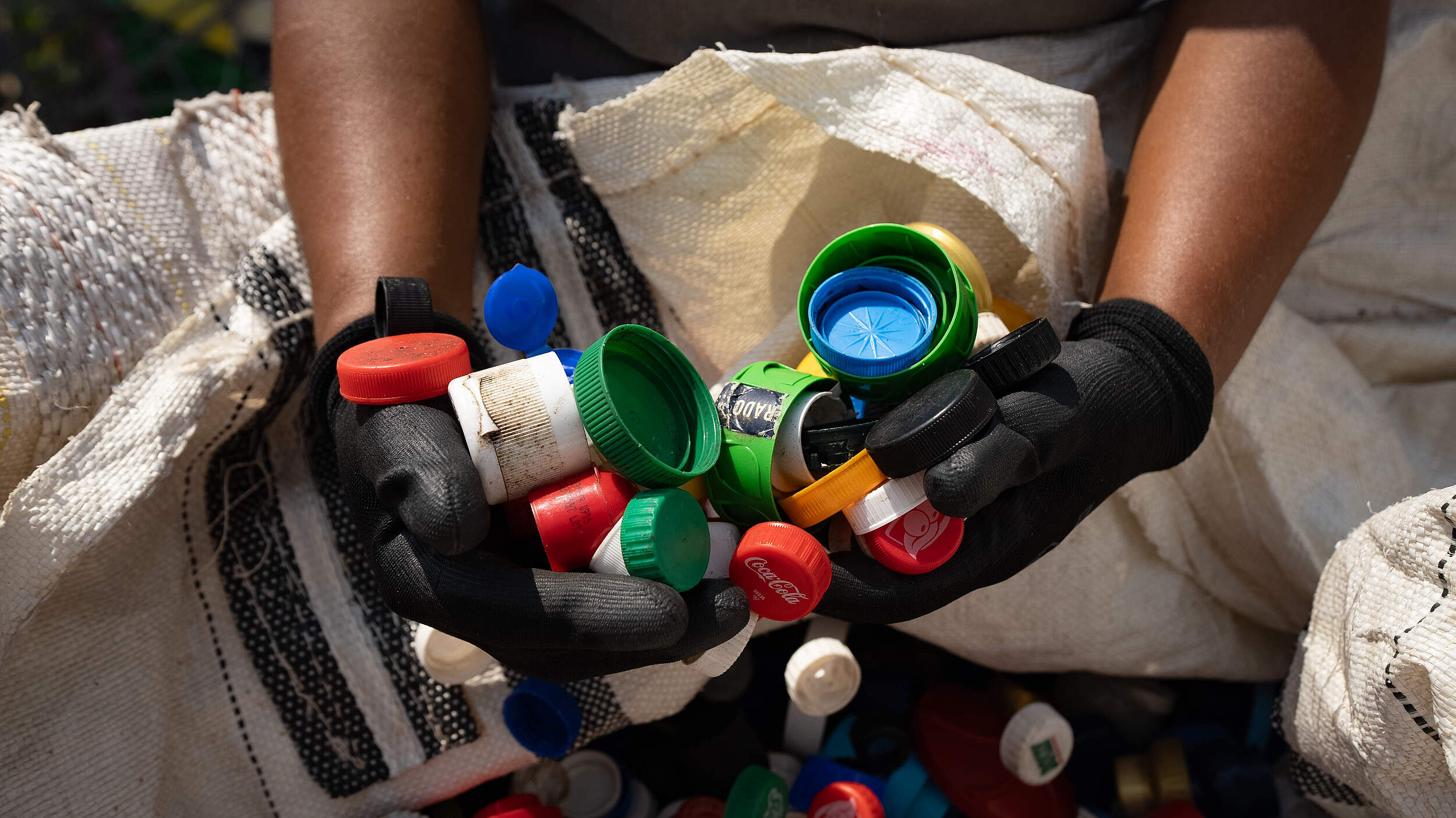 Gesammelte Plastikdeckel
