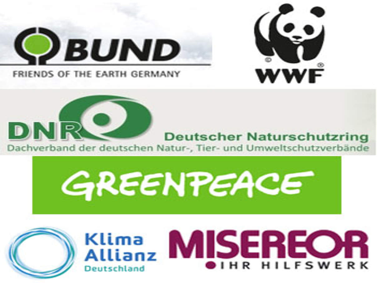 Gemeinsame Klimaschutzziele: BUND, Deutscher Naturschutzring, Greenpeace, Klima-Allianz Deutschland, Misereor und WWF