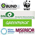 Gemeinsame Klimaschutzziele: BUND, Deutscher Naturschutzring, Greenpeace, Klima-Allianz Deutschland, Misereor und WWF