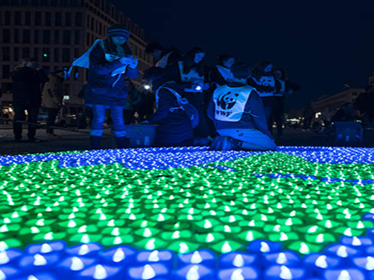 Ein Globus aus LEDs © Astrid Dill / WWF