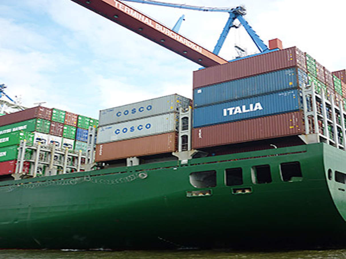 Ein Containerschiff im Hamburger Hafen ©Anna Holl WWF
