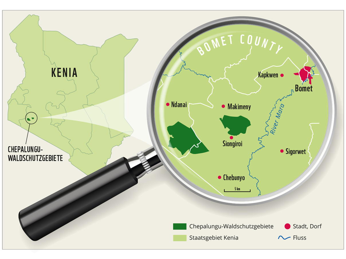 Karte des Chepalungu-Gebiets in Ostafrika © Axel Bär