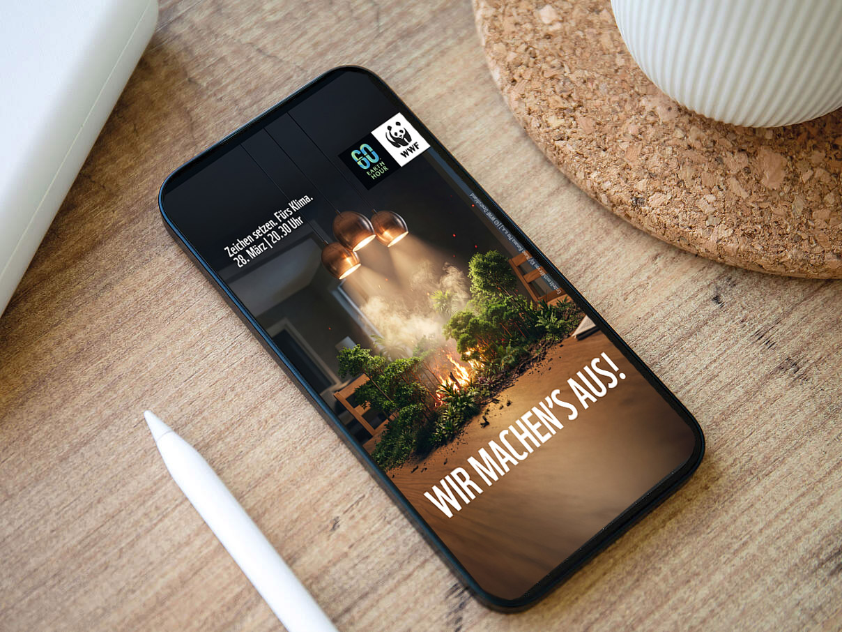 Smartphone mit Earth Hour Visual 