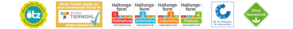 Die Siegel für Tierwohl, Haltungsform, QS und Ohne Gentechnik