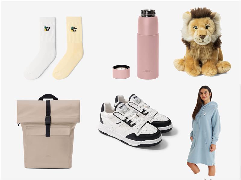 Collage mit Socken, Löwe, Pullover aus dem WWF Shop © WWF
